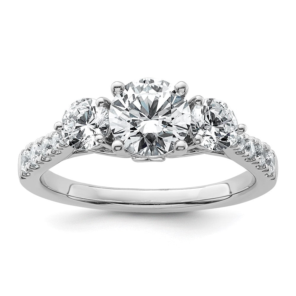 14kw 1 3/4ct Cert Lab Grown Diamond VS+ F+ Round Comp 3 Stone Eng Ring