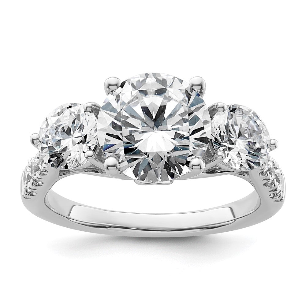14kw 4ct Lab Grown Diamond VS+ F+ Round Comp 3 Stone Eng Ring