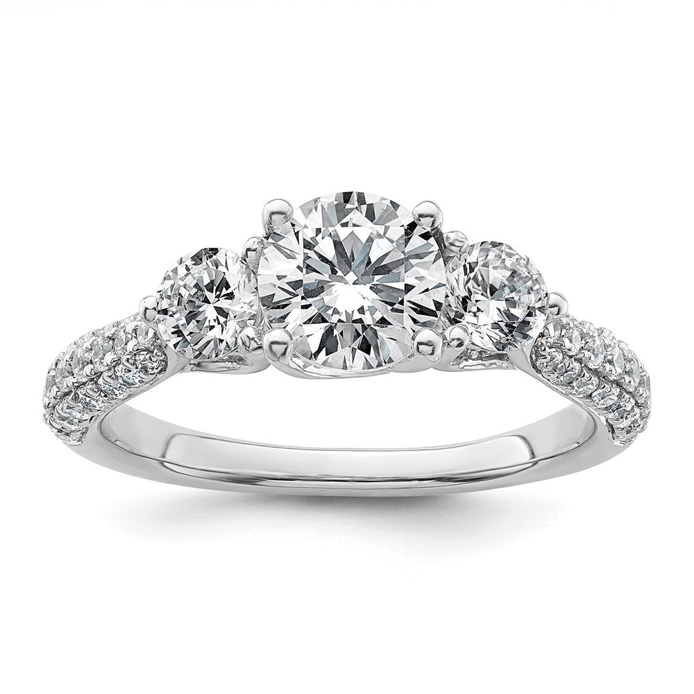 14kw 1 3/4ct Cert Lab Grown Diamond VS+ F+ Comp Round 3 Stone Eng Ring