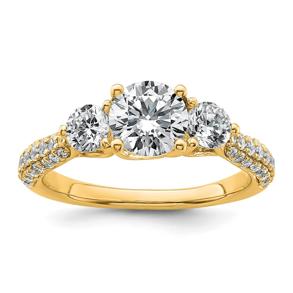 14k 1 3/4ct Cert Lab Grown Diamond VS+ F+ Comp Round 3 Stone Eng Ring