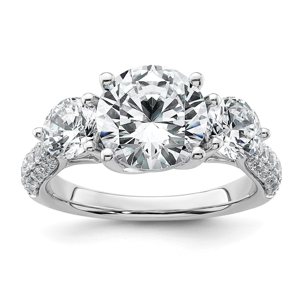 14kw 1 3/8ct Lab Grown Diamond VS+ F+ Comp Round 3 Stone Eng Ring