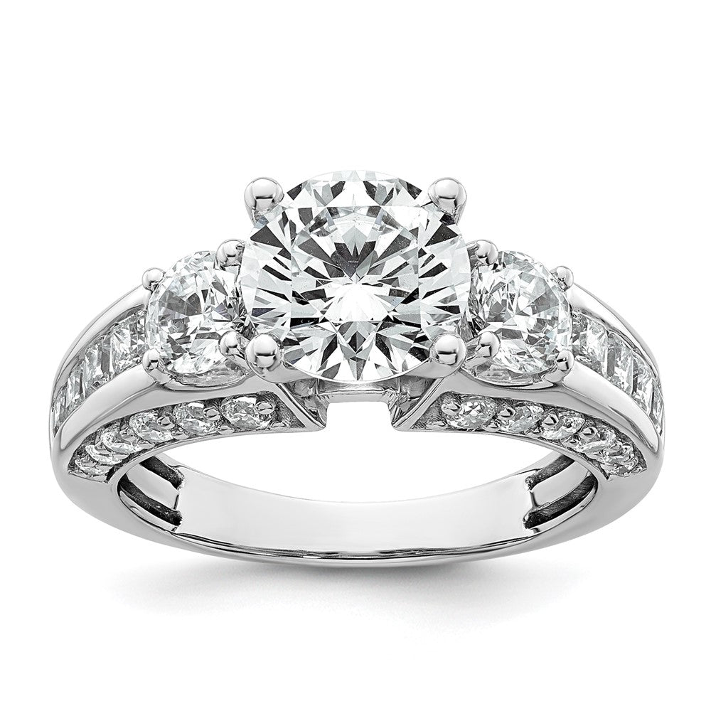 14kw 3 3/4ct Cert Lab Grown Diamond VS+ F+ Round Comp 3 Stone Eng Ring
