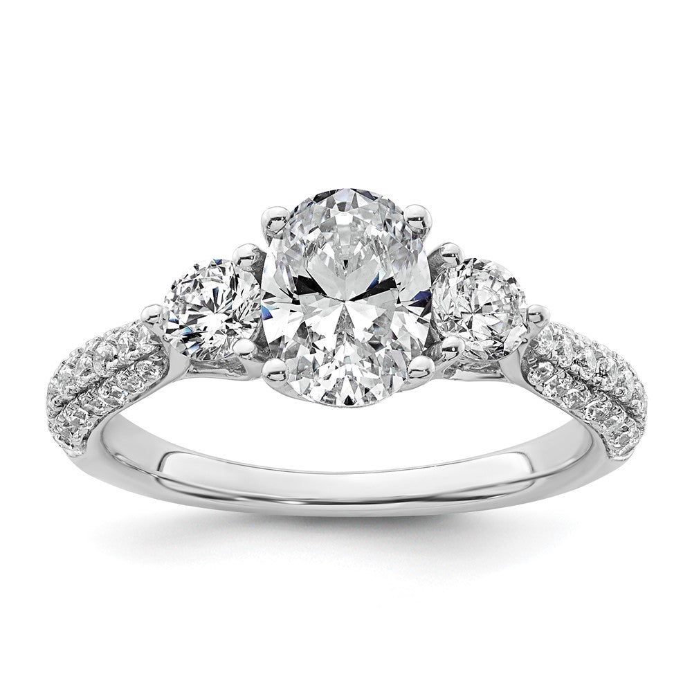 14kw 1 3/4ct Cert Lab Grown Dia VS+ F+ Oval&Round Comp 3 Stone Eng Ring