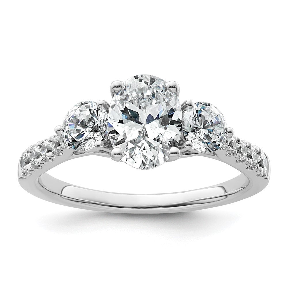 14kw 1 3/4ct Cert Lab Grown Dia VS+ F+ Oval&Round Comp 3 Stone Eng Ring