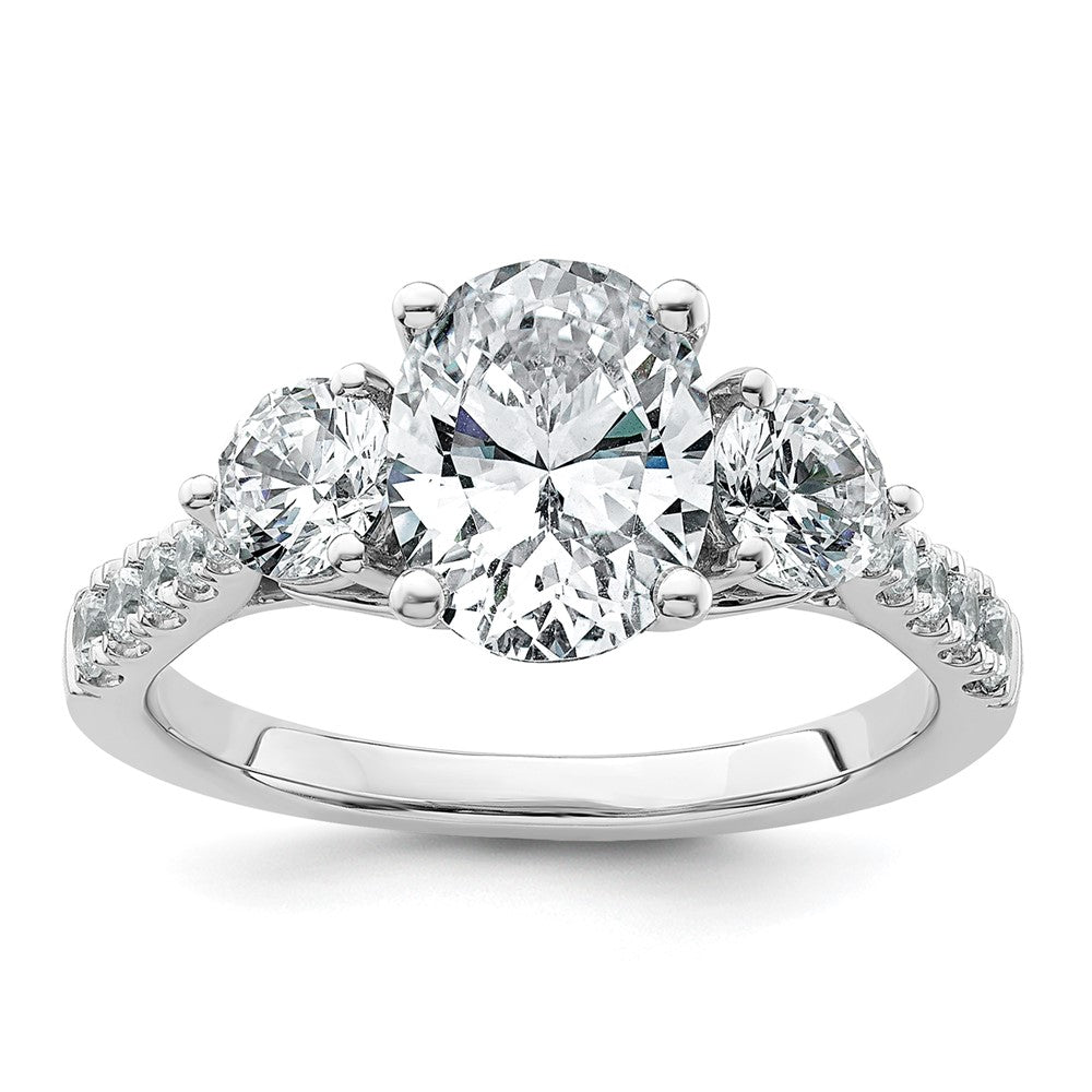14kw 2 1/2ct Cert Lab Grown Dia VS+ F+ Oval&Round Comp 3 Stone Eng Ring