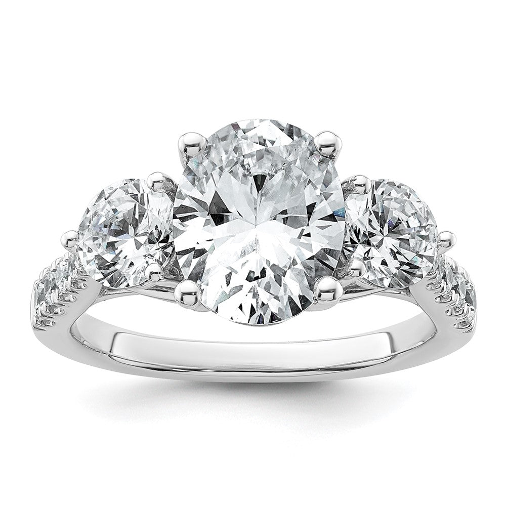 14kw 3 1/4ct Cert Lab Grown Dia VS+ F+ Oval&Round Comp 3 Stone Eng Ring