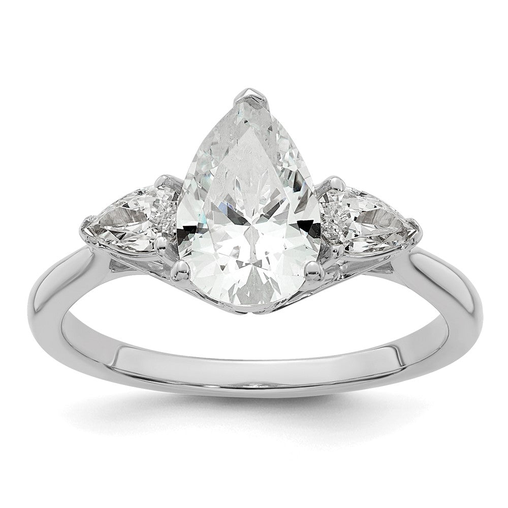 14kw 1 7/8ct Cert Lab Grown Diamond VS+ F+ Pear Complete 3 Stone Eng Ring