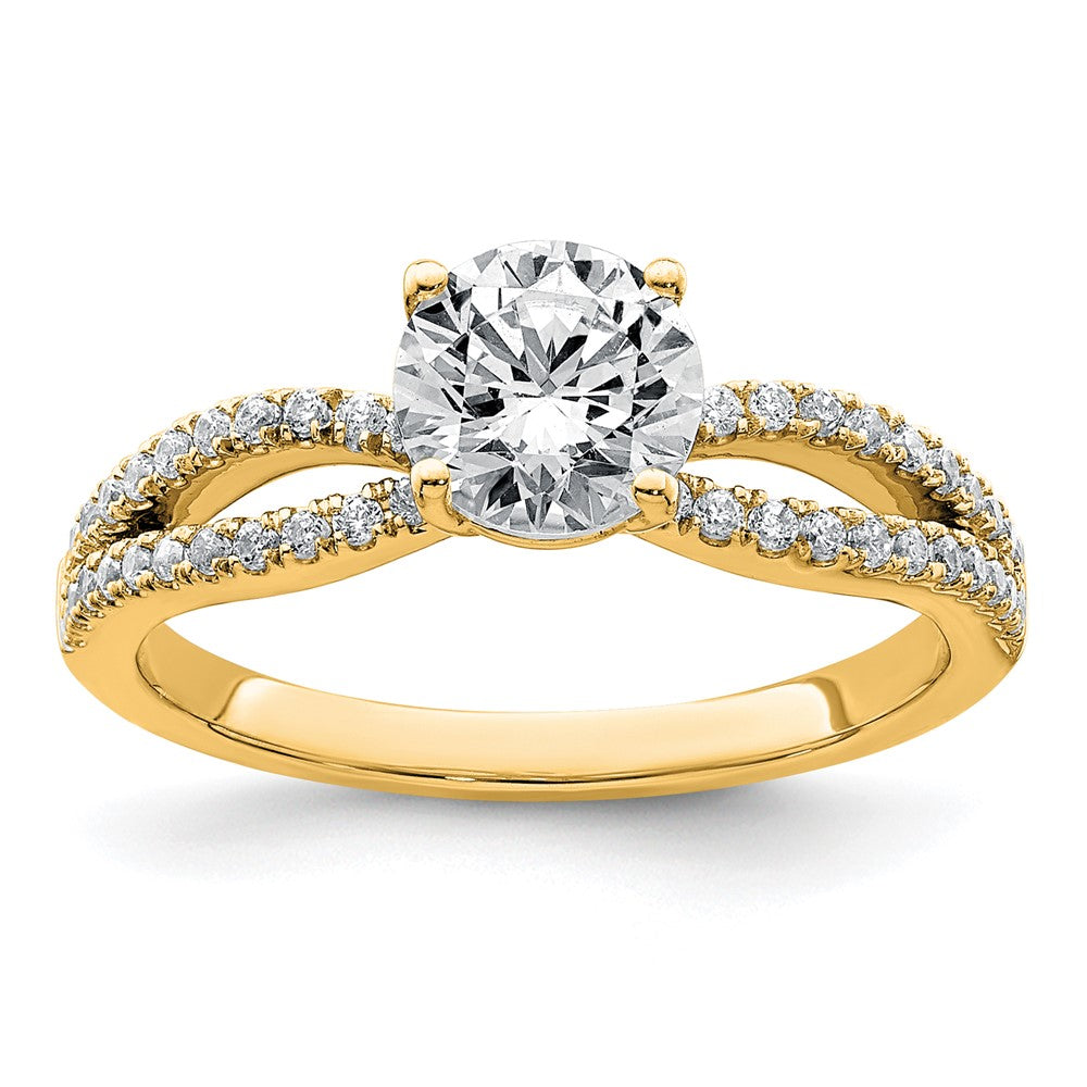 14k 1 1/4ct Lab Grown Diamond VS+ F+ Round Complete Eng Ring