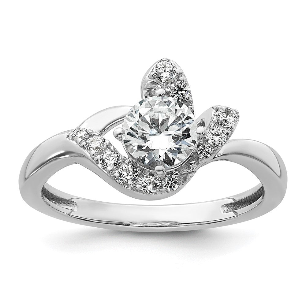 14k White Gold 7/8ct Lab Grown Diamond VS+ F+ Round Comp Eng Ring