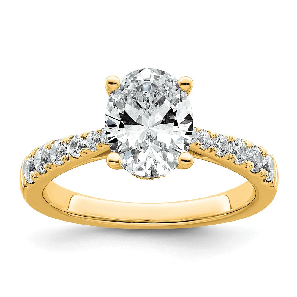 14k 2ct Certified Lab Grown Diamond VS+ F+ Oval Complete Eng Ring