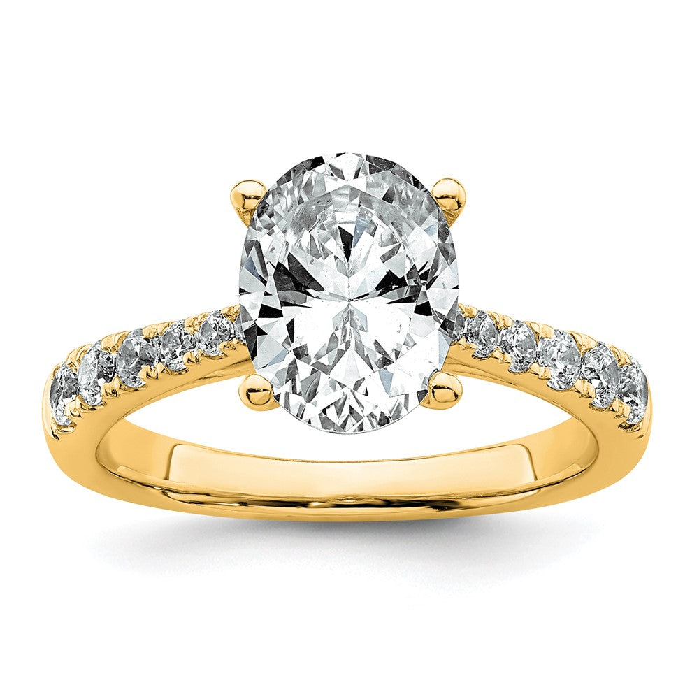 14k 2 1/2ct Certified Lab Grown Diamond VS+ F+ Oval Complete Eng Ring