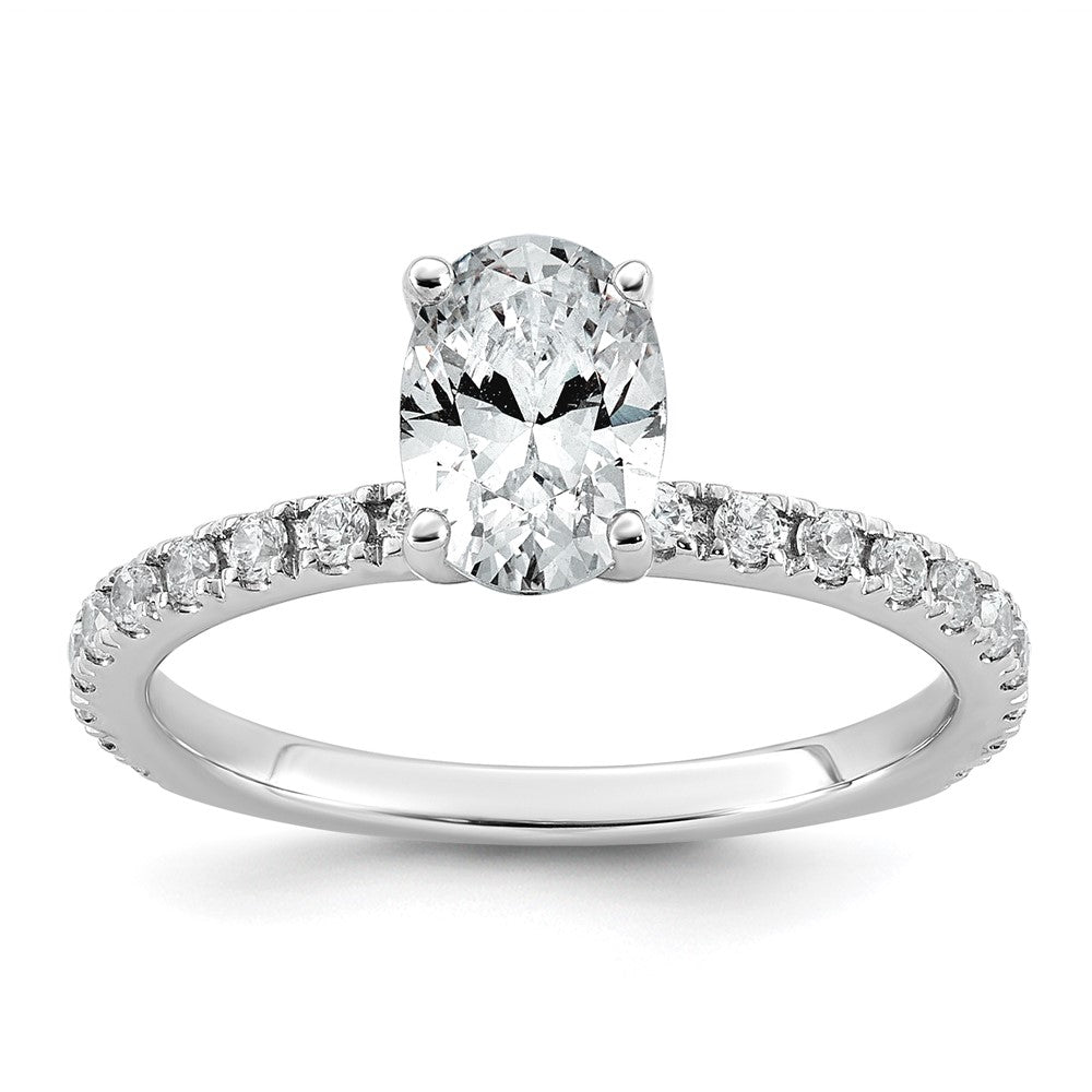 14k White Gold 1 1/3ct Cert Lab Grown Diamond VS+ F+ Oval Comp Eng Ring
