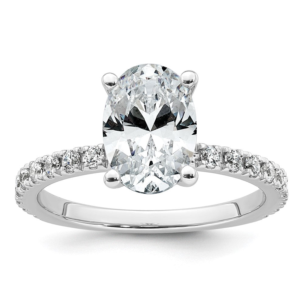 14k White Gold 2 1/3ct Cert Lab Grown Diamond VS+ F+ Oval Comp Eng Ring
