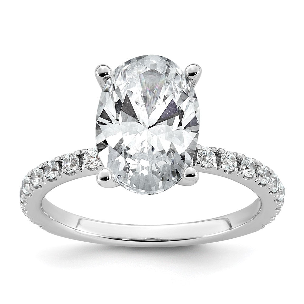 14k White Gold 3 3/8ct Lab Grown Diamond VS+ F+ Oval Semi Eng Ring