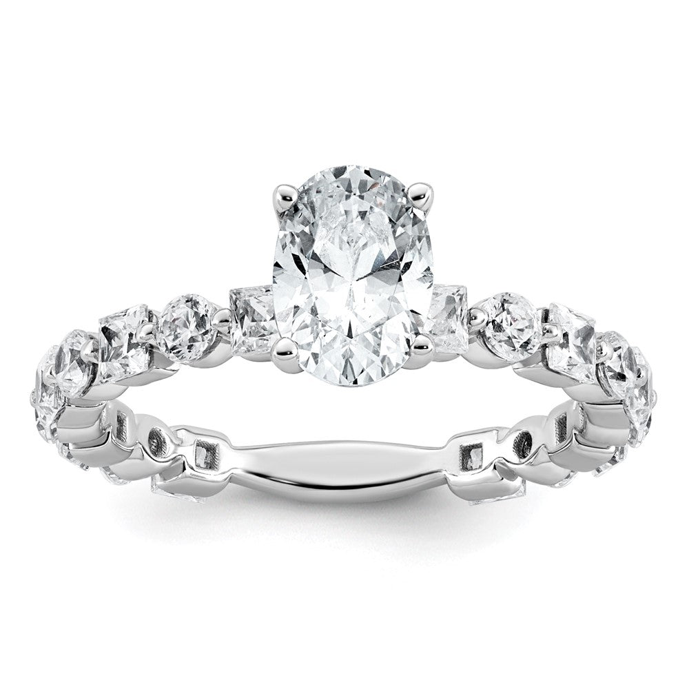 14k White Gold 2 1/2ct Lab Grown Diamond VS+ F+ Oval Comp Eng Ring