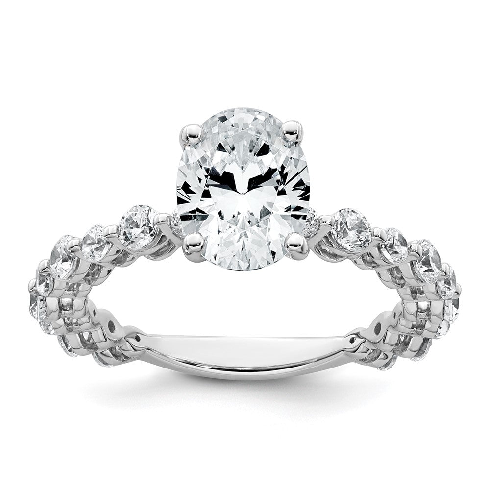 14kw 2 1/3ct Lab Grown Diamond VS+ F+ Oval Comp Shared Prong Eng Ring