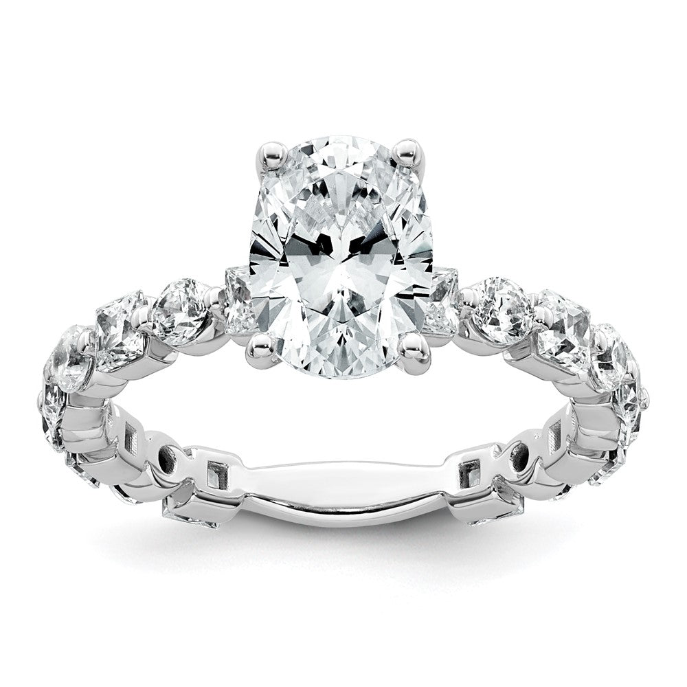 14k White Gold 3ct Cert Lab Grown Diamond VS+ F+ Oval Comp Eng Ring