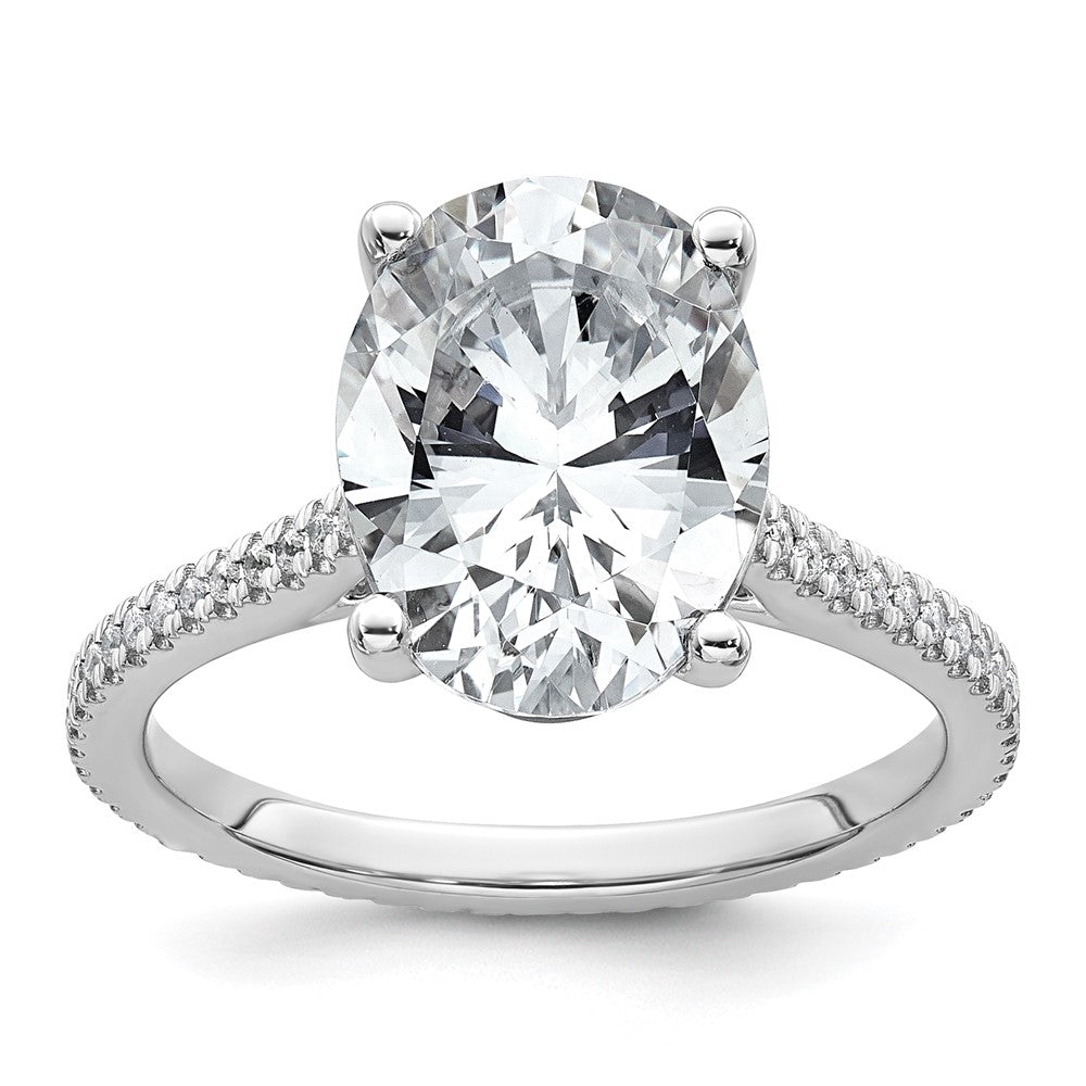 14k White Gold 4 1/4ct Lab Grown Diamond VS+ F+ Oval Comp Eng Ring