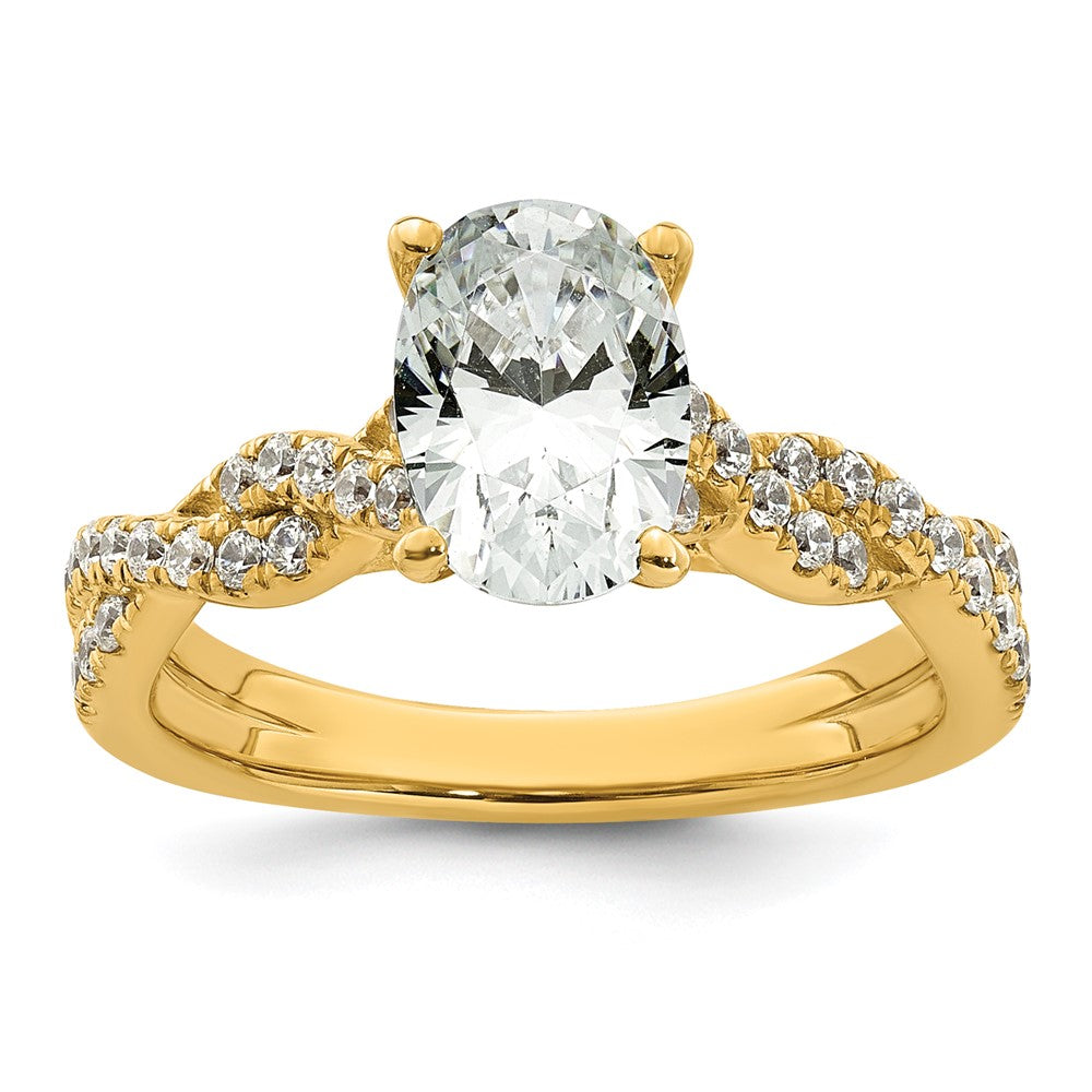 14k 1 7/8ct Lab Grown Diamond VS+ F+ Oval Complete Eng Ring