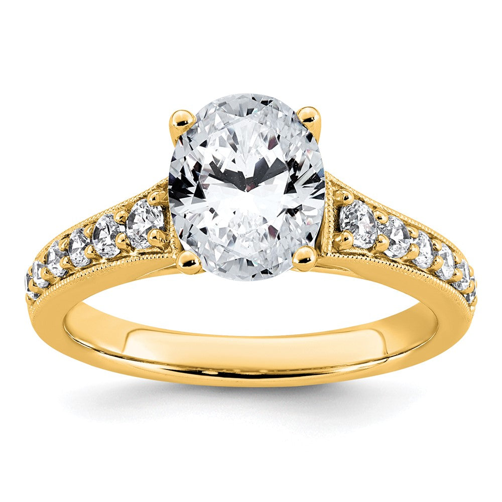 14k 1 7/8ct Lab Grown Diamond VS+ F+ Oval Complete Eng Ring