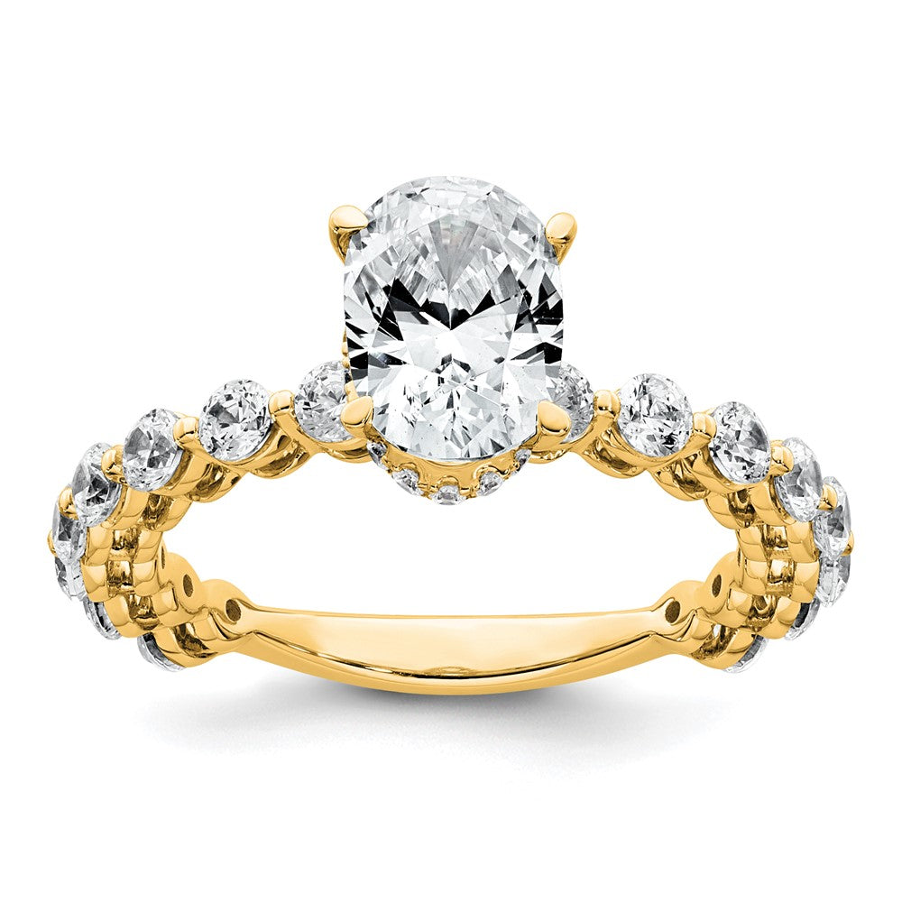 14k 2 5/8ct Certified Lab Grown Diamond VS+ F+ Oval Complete Eng Ring