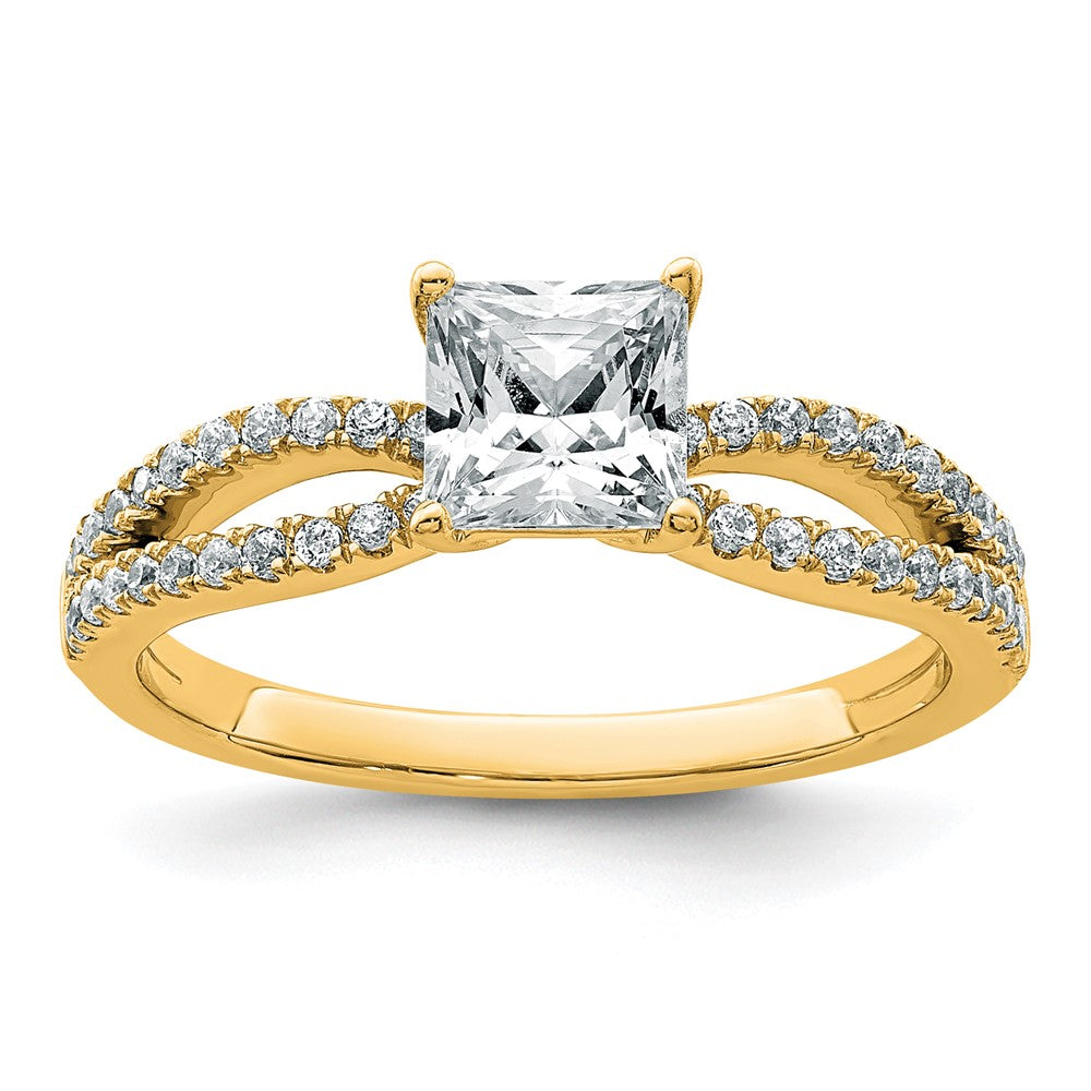 14k 1 1/4 carat Cert Lab Grown Diamond VS+ F+ Princess Complete Eng Ring