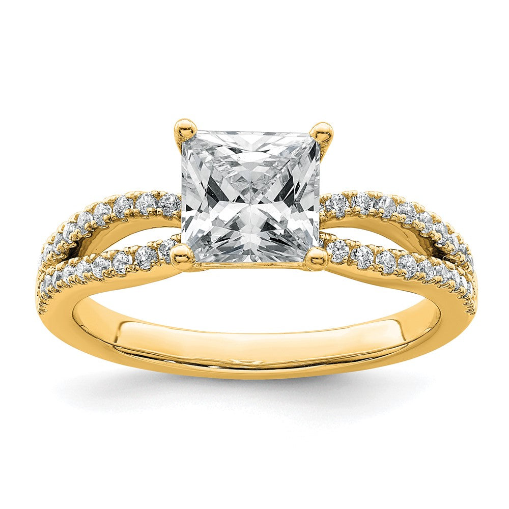 14k 1 3/4 carat Lab Grown Diamond VS+ F+ Princess Semi-mnt Eng Ring