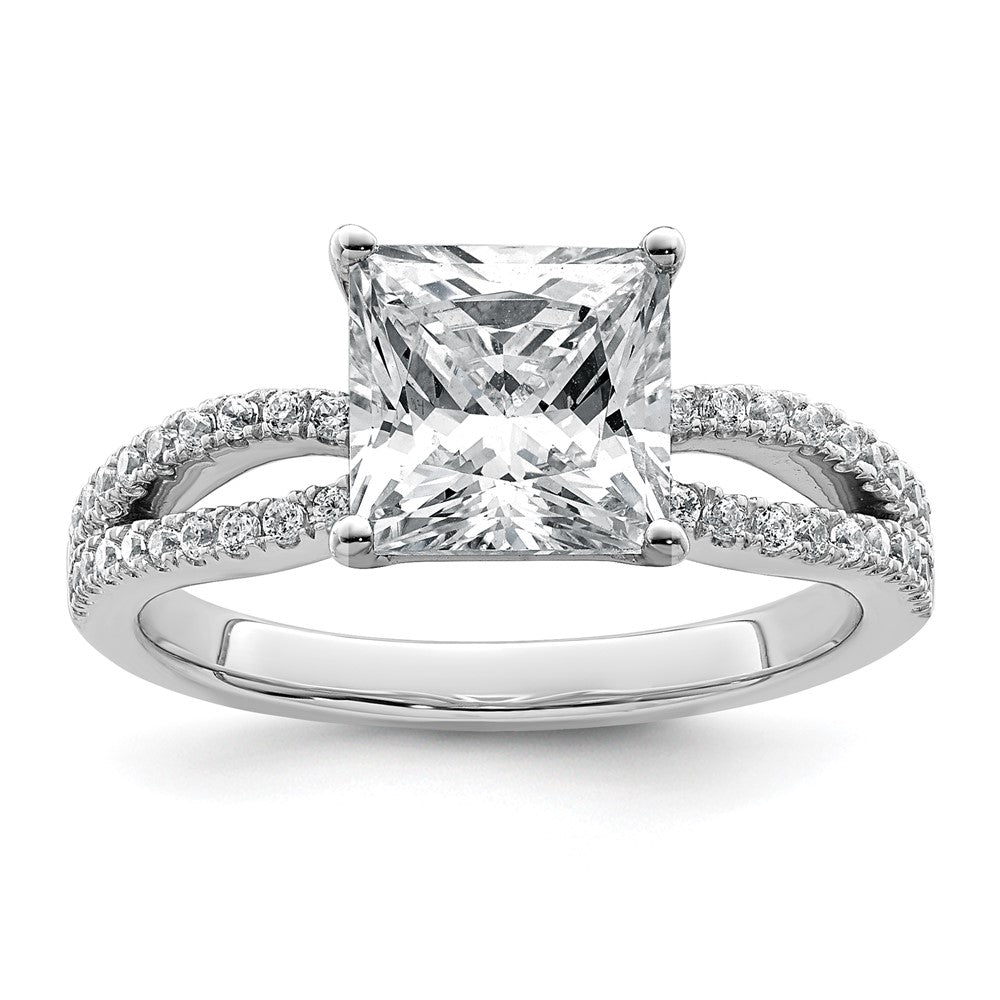 14kw 1/4 carat Lab Grown Diamond VS+ F+ Princess Semi-mnt Eng Ring