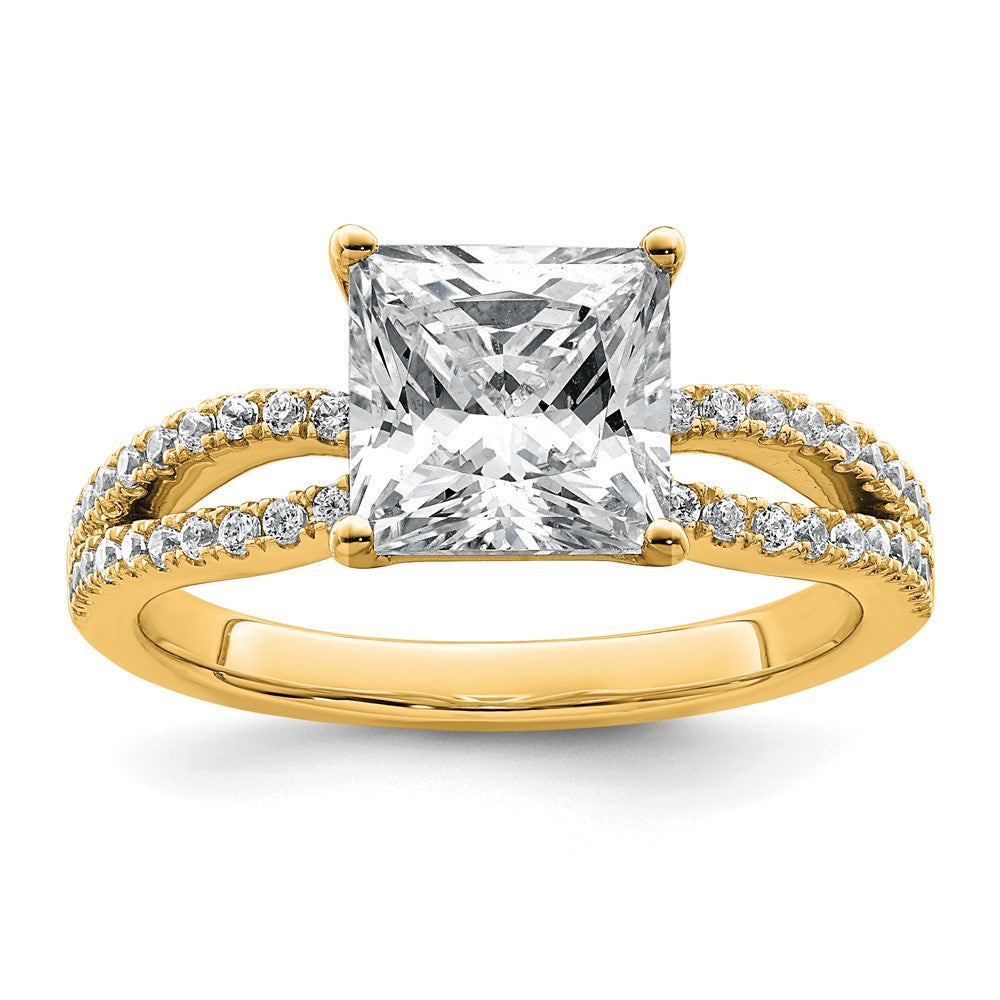 14k 2 carat Cert Lab Grown Diamond VS+ F+ Princess Complete Eng Ring