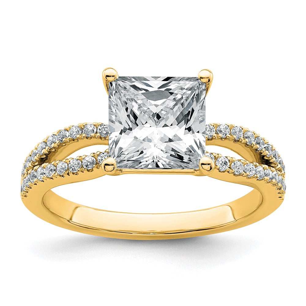 14k 1/4 carat Lab Grown Diamond VS+ F+ Princess Semi-mnt Eng Ring