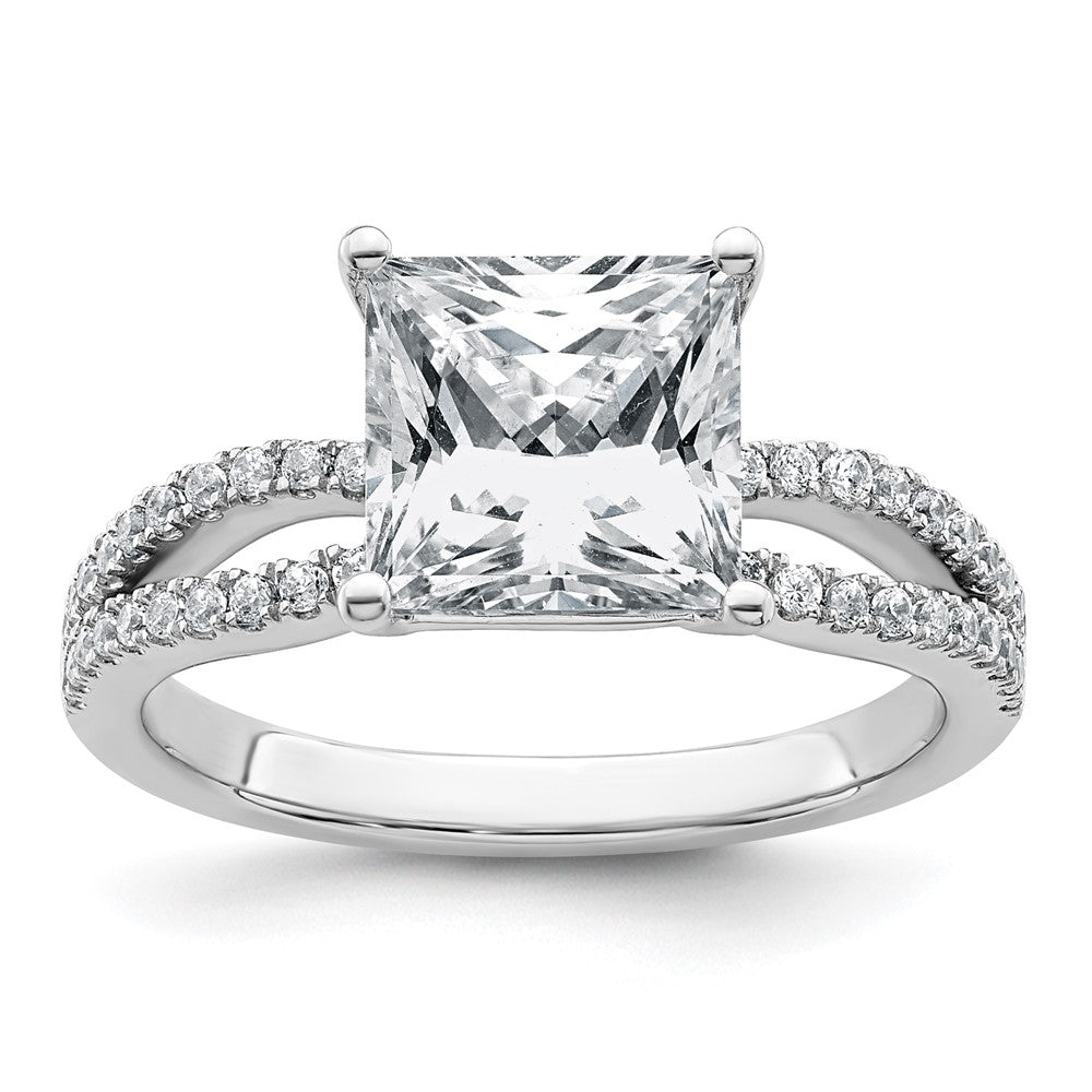 14kw 2 1/2 carat Lab Grown Diamond VS+ F+ Princess Semi-mnt Eng Ring