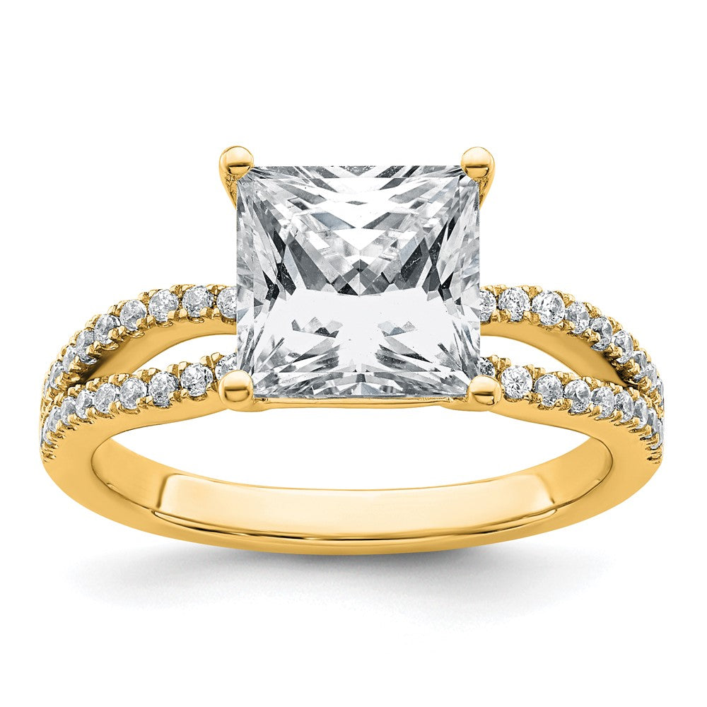 14k 2 1/2 carat Lab Grown Diamond VS+ F+ Princess Semi-mnt Eng Ring
