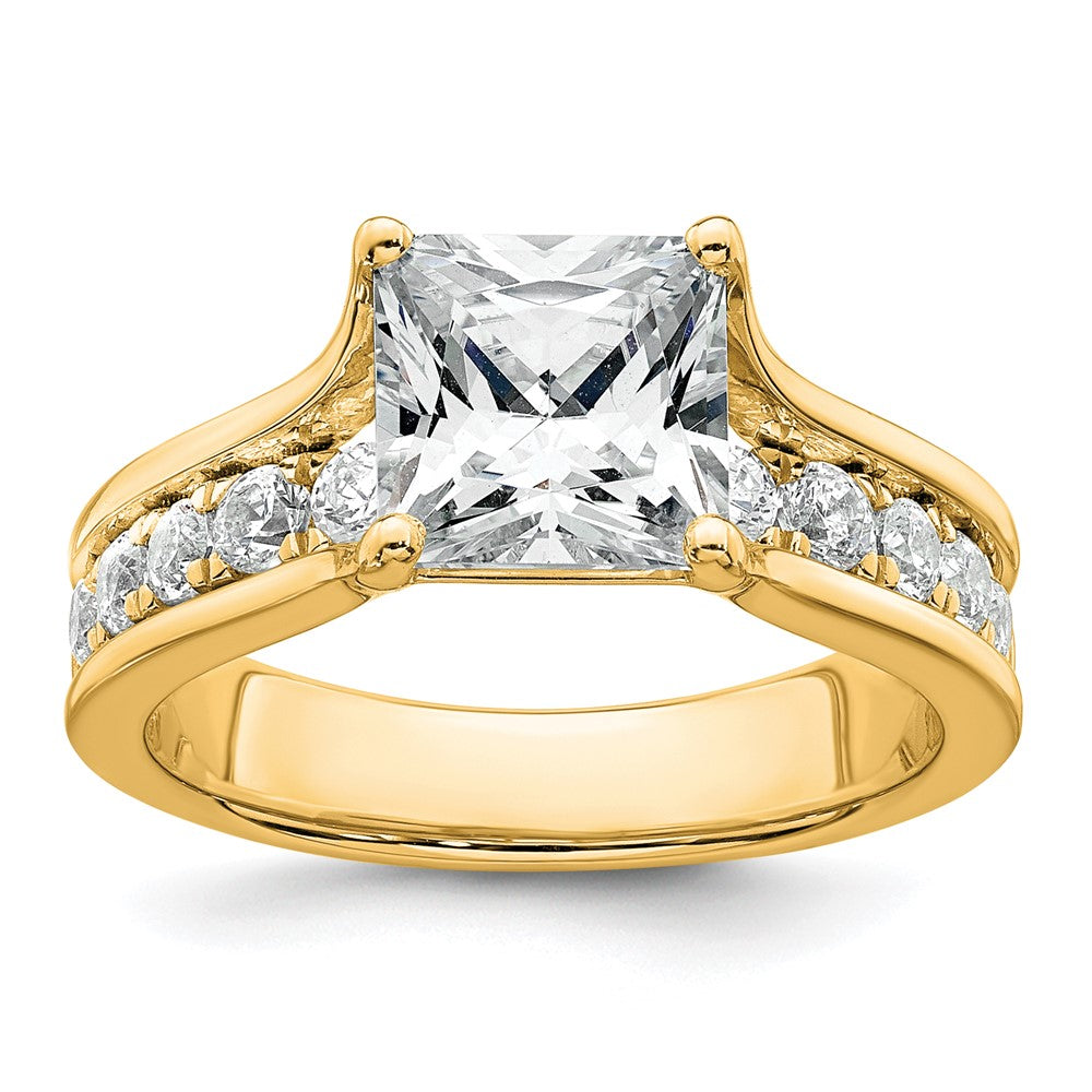 14k 3 1/6ct Certified Lab Grown Diamond VS+ F+ Princess Complete Eng Ring