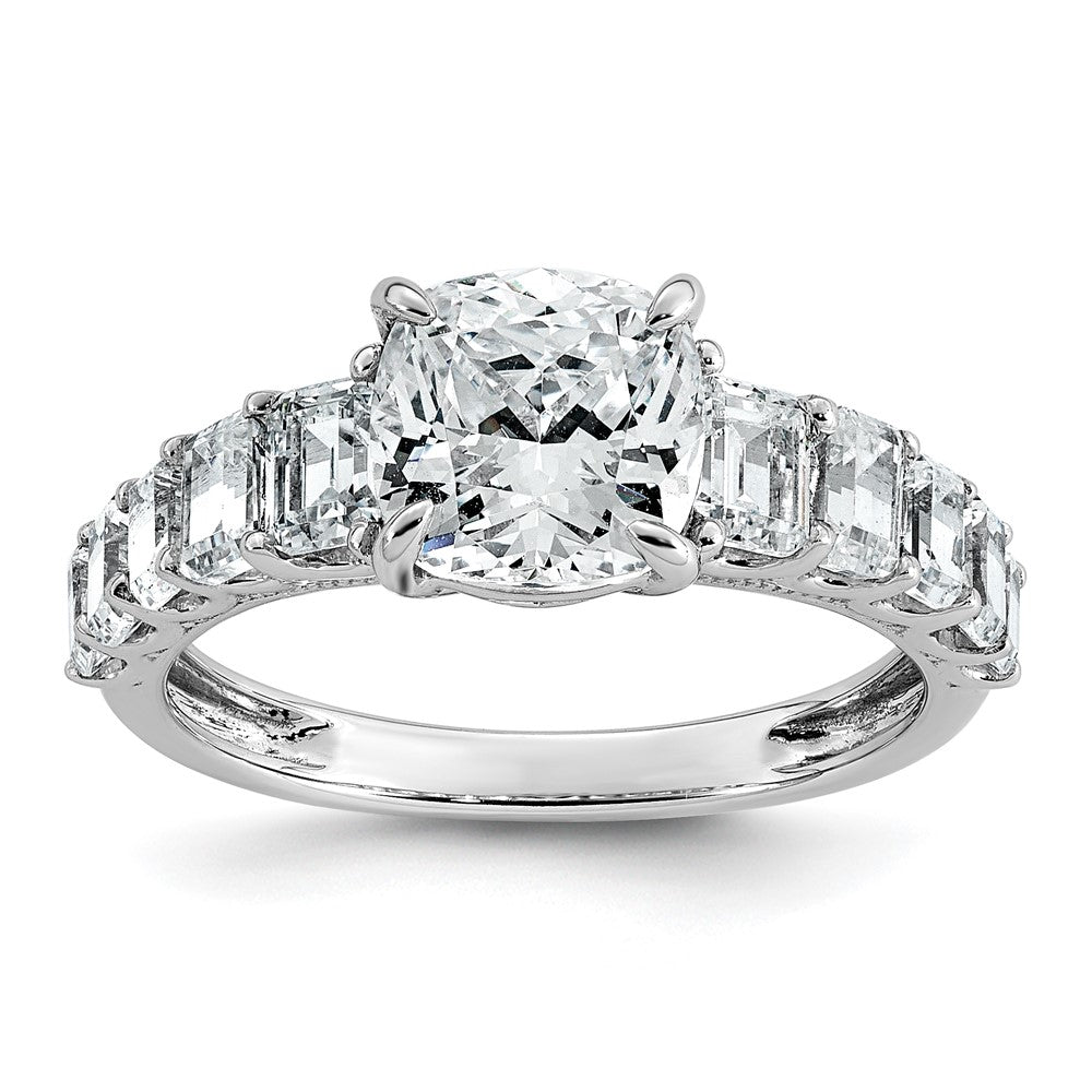 14kw 3 3/8ct Cert Lab Grown Diamond VS+ F+ Cushion Comp Eng Ring