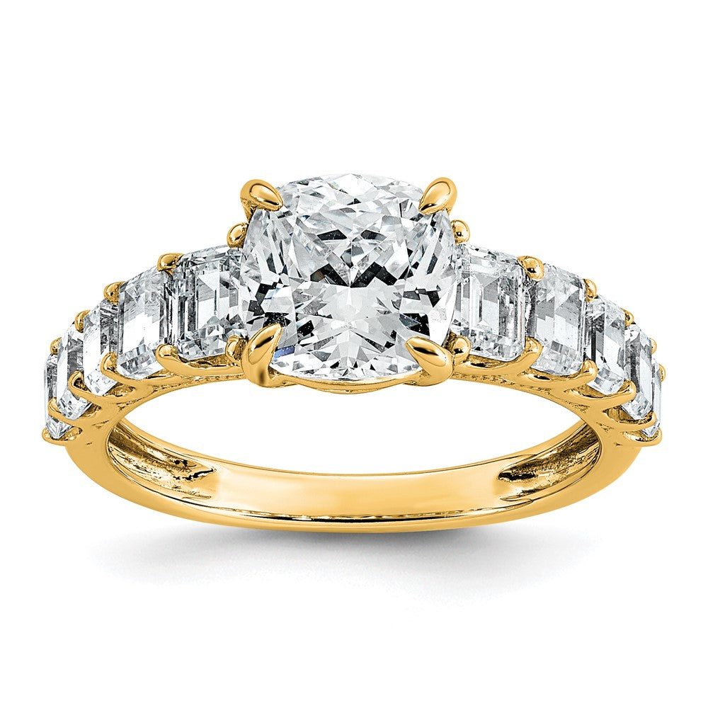14k 3 3/8ct Certified Lab Grown Diamond VS+ F+ Cushion Comp Eng Ring