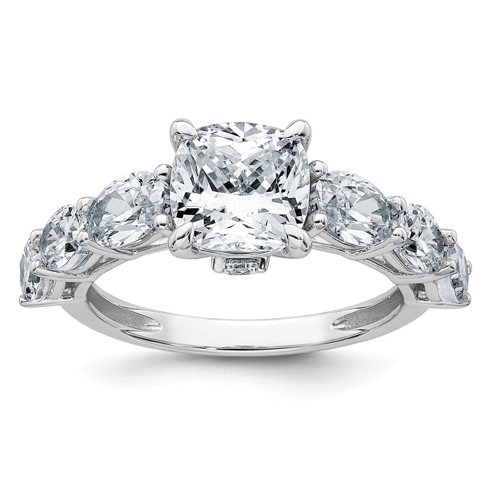 14kw 3 3/4ct Certified Lab Grown Diamond VS+ F+ Cushion Comp Eng Ring
