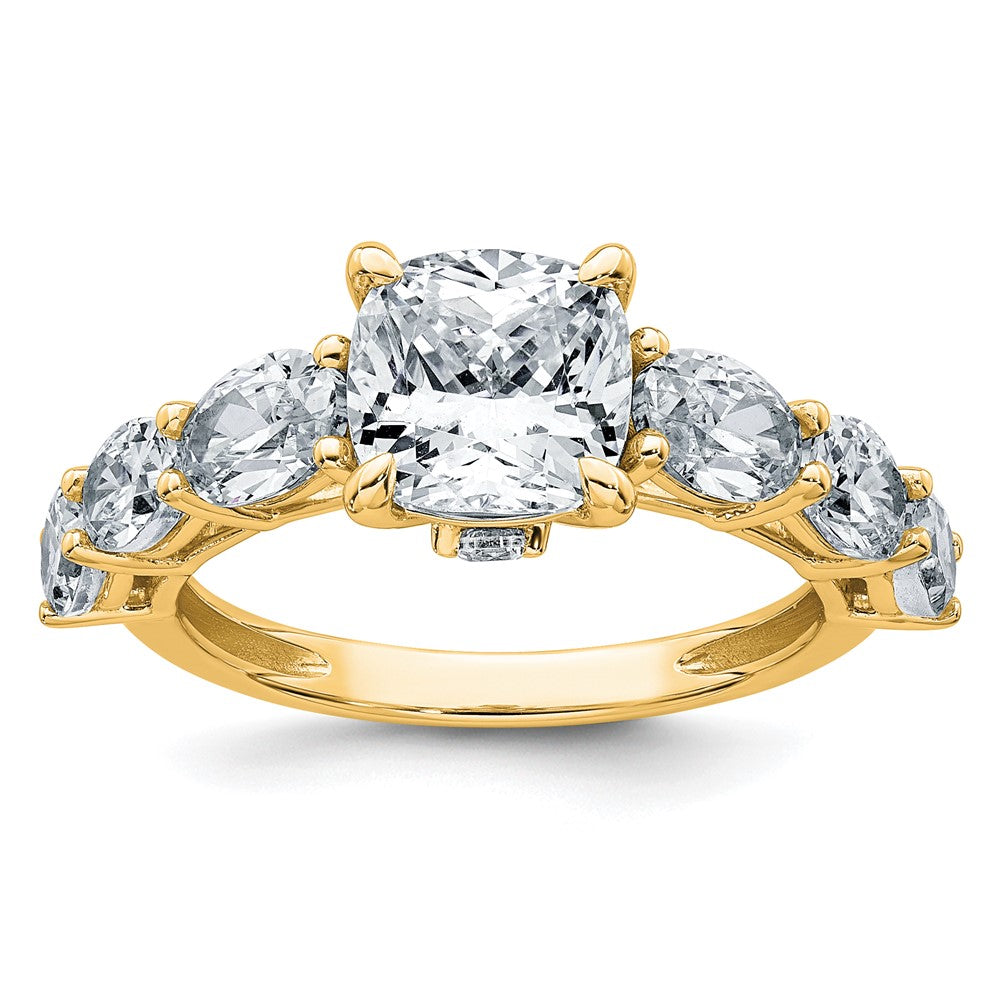 14k 3 3/4ct Certified Lab Grown Diamond VS+ F+ Cushion Comp Eng Ring