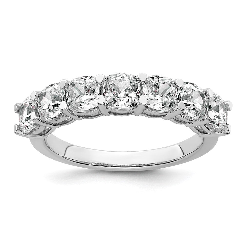 14k White Gold 2 1/2ct Lab Grown Dia VS+ F+ Cushion Comp 7 Stone Band