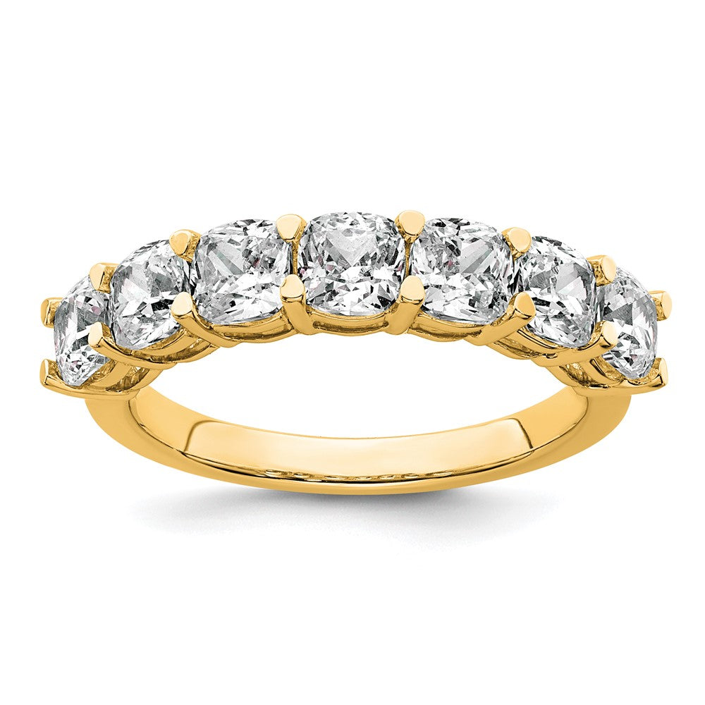 14k 2 1/2ct Lab Grown Diamond VS+ F+ Cushion Comp 7 Stone Band