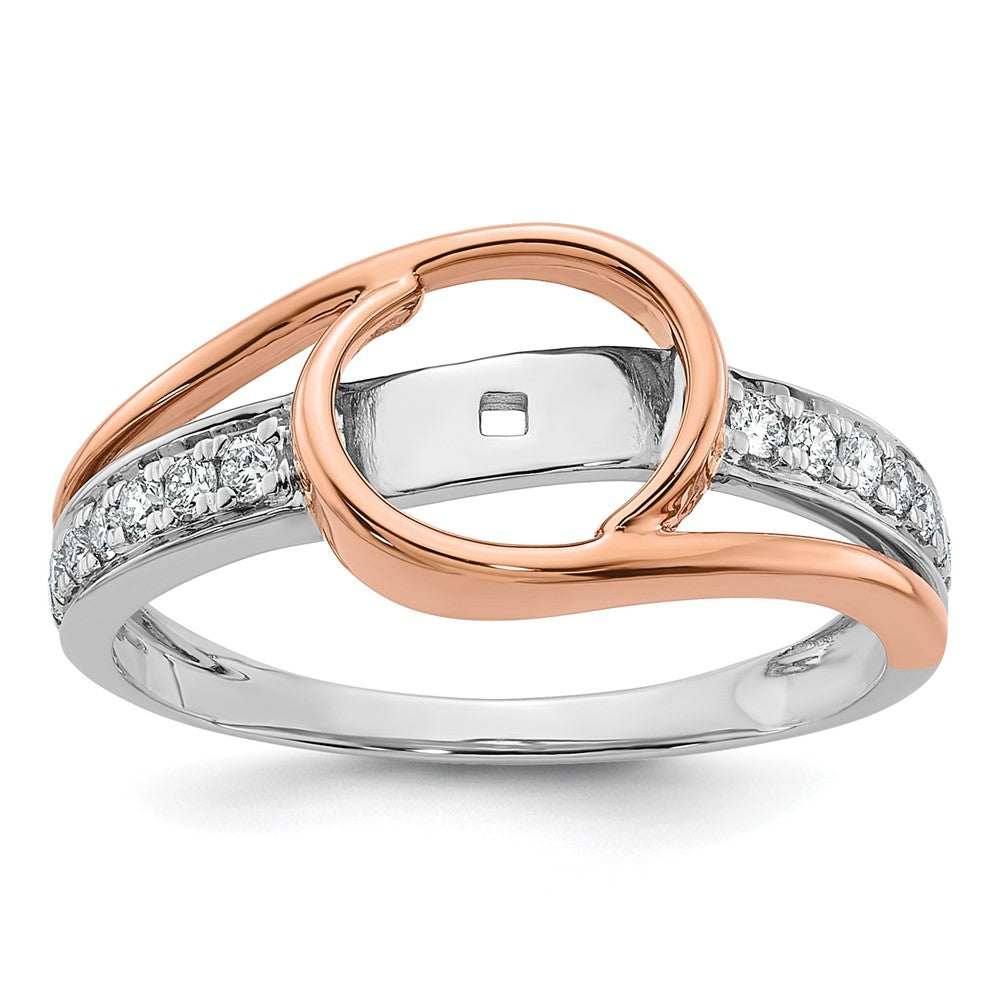 14k Two-Tone 1/6ct Lab Grown Diamond VS/SI+ G+ Semi Peg Set Eng Ring