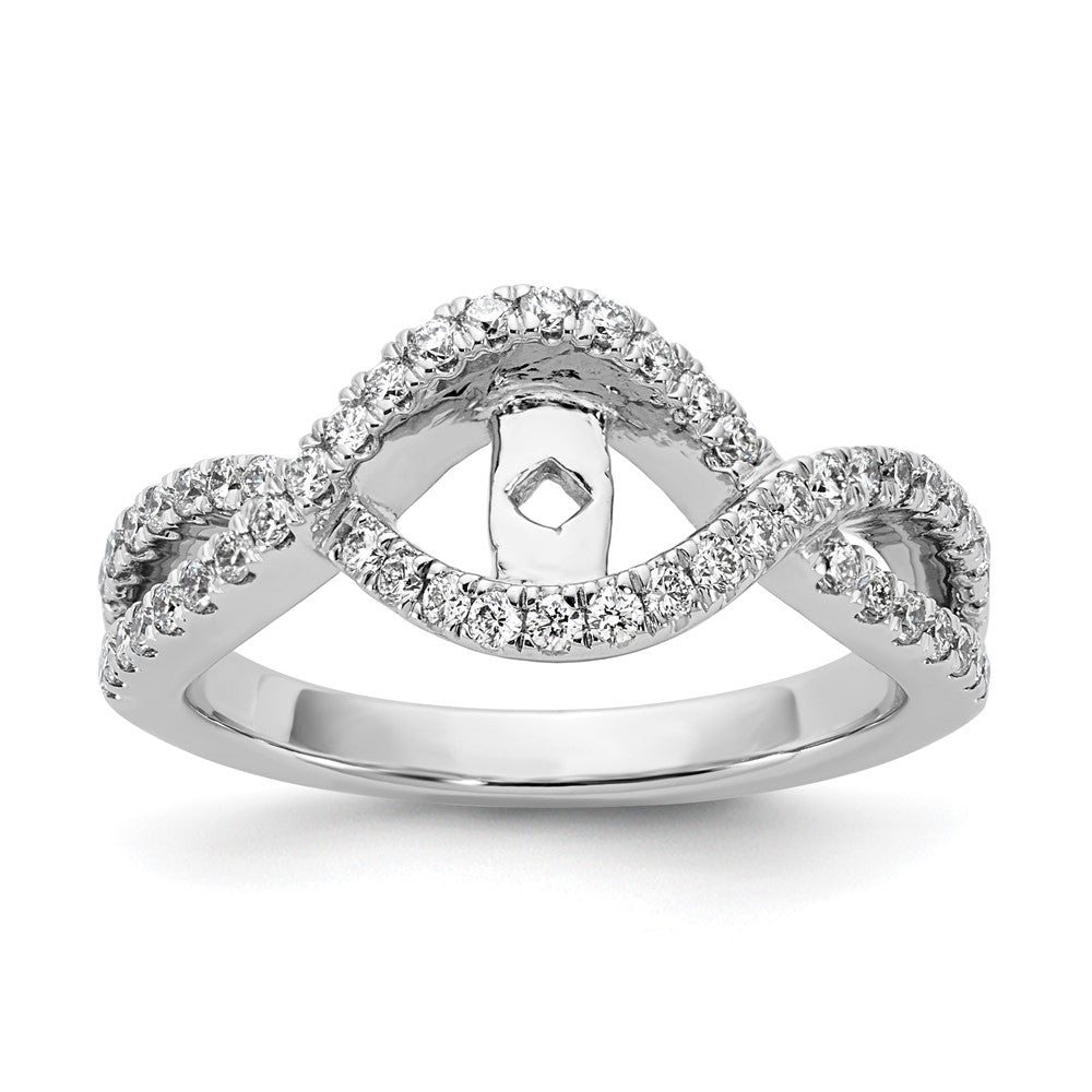 14kw 1/2ct Lab Grown Dia VS/SI+ G+ Semi Criss Cross Peg Set Eng Ring