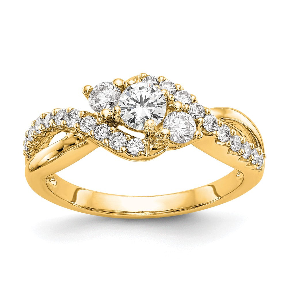 14k 5/8ct Lab Grown Diamond VS/SI+ G+ Round Comp Criss Cross Eng Ring
