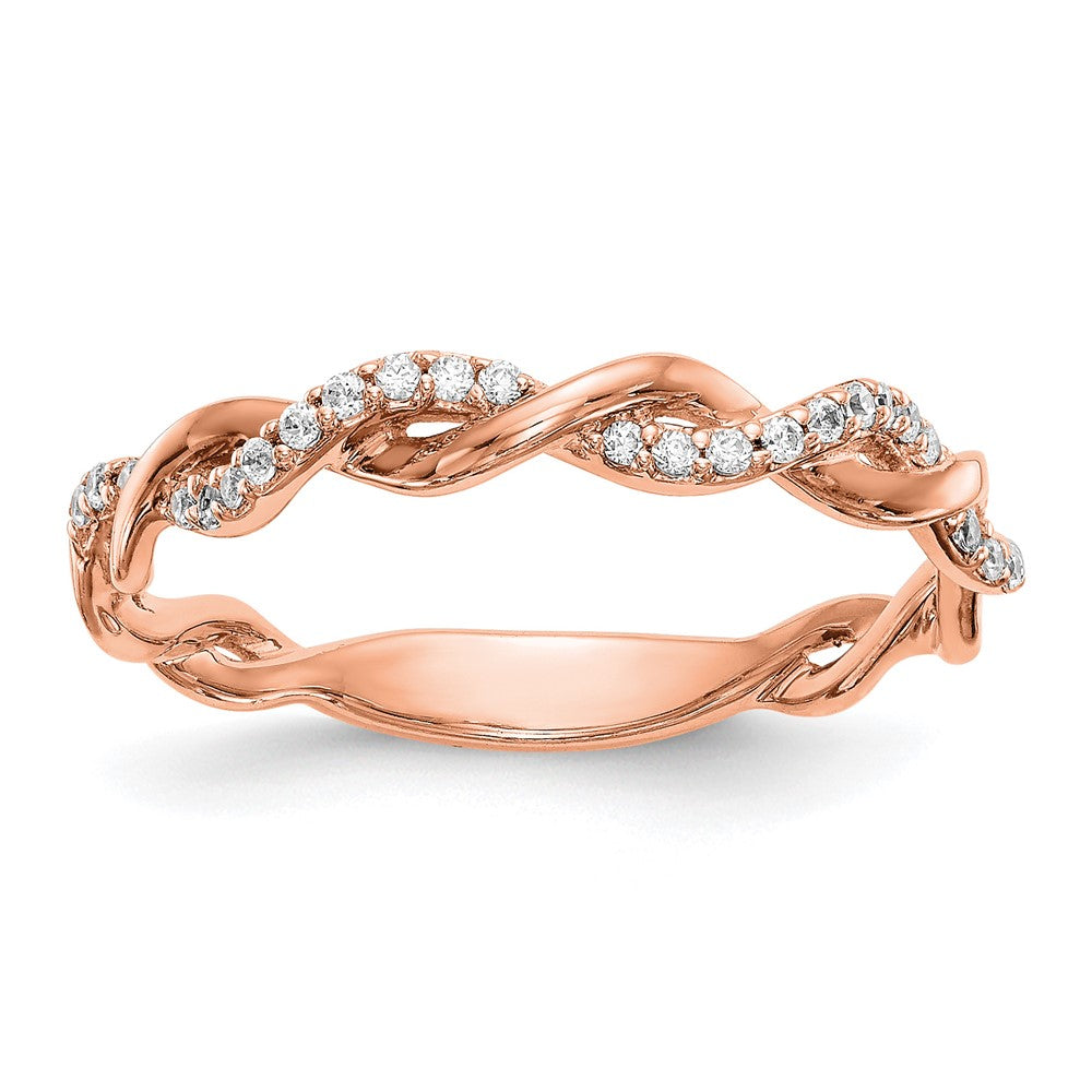 14kr 1/8ct Lab Grown Dia VS/SI+ G+ Comp Criss Cross Wedding Band