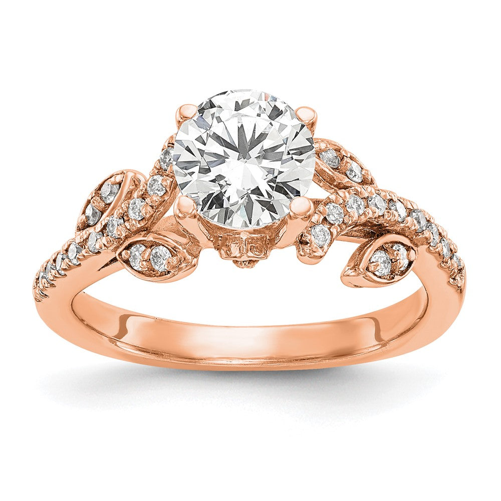 14k Rose Gold 3/8 ct Lab Grown Dia VS/SI+ G+ 3/4 ct Center Semi Eng Ring