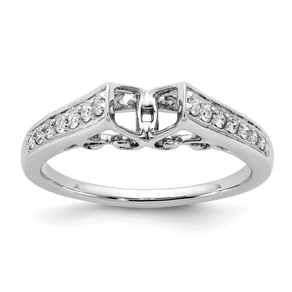 14k White Gold 1/5 ct Lab Grown Dia VS/SI+ G+ Semi-Mount Peg Set Eng Ring