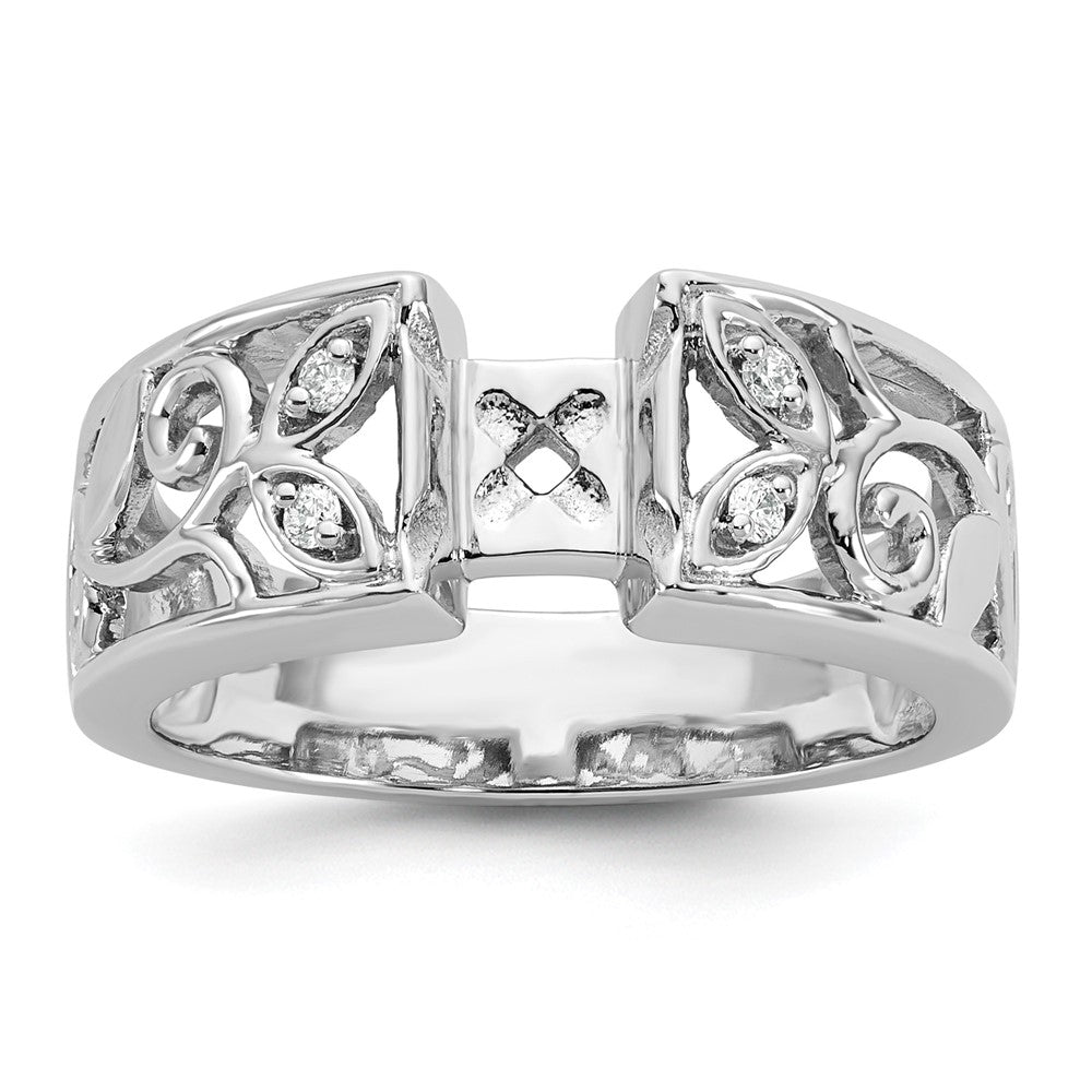 14k White Gold 1/20 ct Lab Grown Dia VS/SI+ G+ Semi-Mount Peg Set Eng Ring