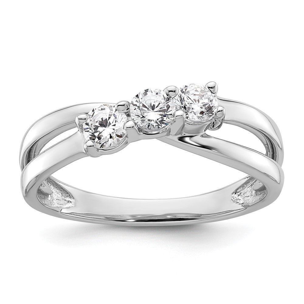 14k White Gold 1/2ct Lab Grown Diamond VS/SI+ G+ Comp 3 Stone Eng Ring