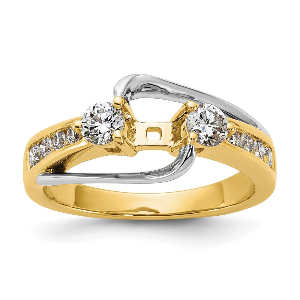 14k Two-tone 5/8 ct Lab Grown Dia VS/SI+ G+ Semi Peg Set Engagement Ring