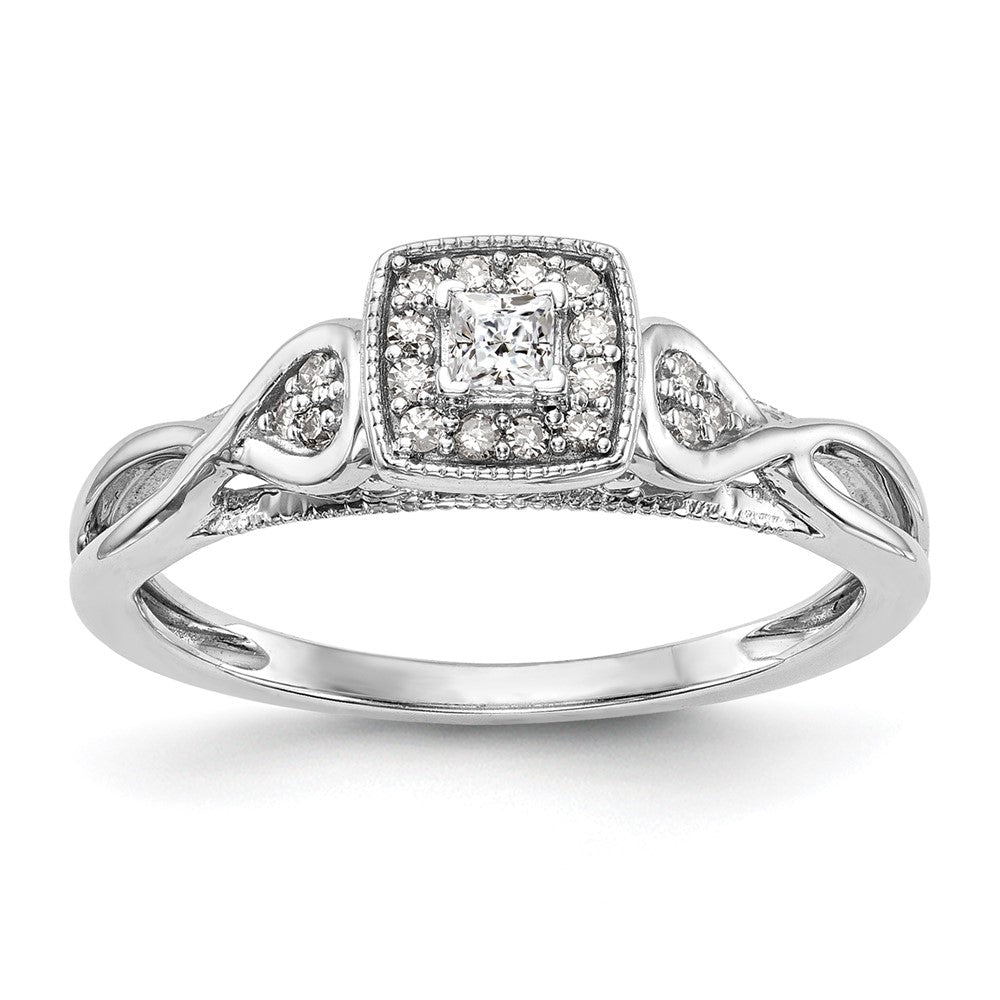 14k White Gold 1/5ct Lab Grown Diamond VS/SI+ G+ Comp Petite Eng Ring