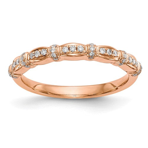 14k White and Rose Gold Criss-Cross (Holds 3/8 carat (4.8mm) Round Center) 1/5 carat Diamond Semi-mount Engagement Ring